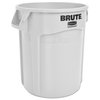 Rubbermaid Commercial 20 gal Round Trash Can, White, Open Top, Plastic FG262000WHT